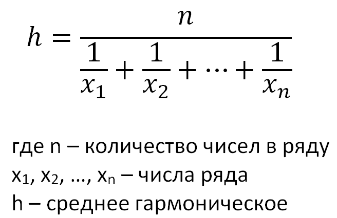 Среднее значение числового набора. Как найти среднее гармоническое чисел. Формула среднего гармонического двух чисел. Среднее гармоническое чисел формула. Как вычислить среднее гармоническое.